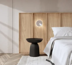 Panneau simple, Wallwood, droit, chêne + applique Dots, gris, pour tête de lit, 2700K, 500 lm, L40cm, H120cm - Studio Gazelles Editions