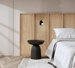 Applique*Studio Gazelles Editions Panneau simple, Wallwood, droit, chêne + applique Buddy, noir, pour tête de lit, L40cm, H120cm - chêne et noir