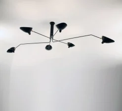 Plafonnier & Spot|Suspension*Serge Mouille Plafonnier, 6 bras pivotants, , Ø271cm, H60cm - noir