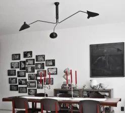 Plafonnier, 3 bras pivotants, noir, Ø135cm - Serge Mouille