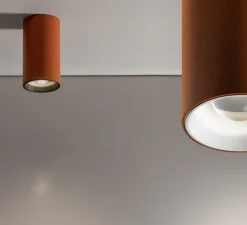 Plafonnier & Spot*Panzeri Plafonnier, 432 Ways, terracotta, collerette blanche, IP40, LED, dim, 2700K, 753 lm, Ø6cm, H11cm - terracotta, colerette blanche