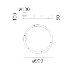 Plafonnier, Alphabet Of Light circular 90 semi-encastré, blanc, LED, dim, 3000K, 5783 lm, L90cm, H10cm - Artemide