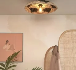 Plafonnier & Spot*Good&Mojo Plafonnier, Andros, , Ø45cm, H8cm - noir, naturel, blanc