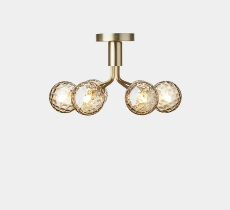 Plafonnier, Apiales 6, Laiton, verre transparent, L50cm, H29cm - Nuura