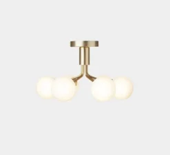 Plafonnier & Spot*Nuura Plafonnier, Apiales 6, , L50cm, H29cm - laiton, verre opalin