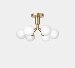 Plafonnier & Spot*Nuura Plafonnier, Apiales 6, , L50cm, H29cm - laiton, verre opalin
