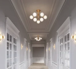 Plafonnier & Spot*Nuura Plafonnier, Apiales 9, , Ø59,5cm, H39,9cm - laiton brossé, verre opalin