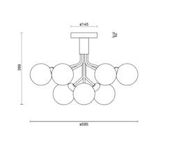 Plafonnier & Spot*Nuura Plafonnier, Apiales 9, , Ø59,5cm, H39,9cm - laiton brossé, verre opalin