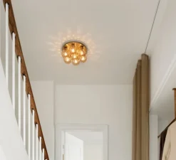 Plafonnier, Apiales 7, Laiton, verre transparent, Ø38cm, H16,5cm - Nuura