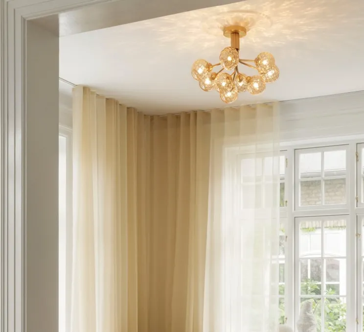 Plafonnier, Apiales 9, laiton, verre, L59,5cm, H39,9cm - Nuura