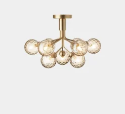 Plafonnier, Apiales 9, laiton, verre, L59,5cm, H39,9cm - Nuura