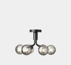 Plafonnier & Spot*Nuura Plafonnier, Apiales 6, transparent, L50cm, H29cm - noir satin, verre