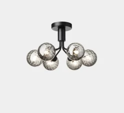 Plafonnier & Spot*Nuura Plafonnier, Apiales 6, transparent, L50cm, H29cm - noir satin, verre