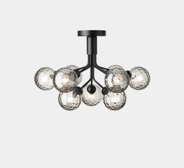 Plafonnier & Spot*Nuura Plafonnier, Apiales 9, transparent, L59,5cm, H39,9cm - noir satin, verre