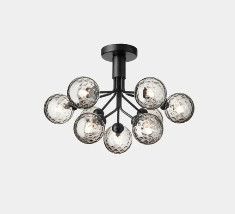 Plafonnier & Spot*Nuura Plafonnier, Apiales 9, transparent, L59,5cm, H39,9cm - noir satin, verre