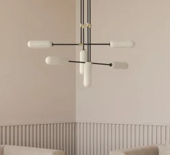 Plafonnier & Spot*Aromas del Campo Plafonnier, Atil, , Ø127,5cm, H206cm - noir mat et verre opalin