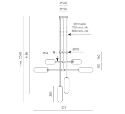 Plafonnier & Spot*Aromas del Campo Plafonnier, Atil, , Ø127,5cm, H206cm - noir mat et verre opalin