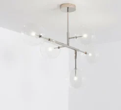 Plafonnier, Axis, nickel, Ø31,4cm, H155cm - Schwung