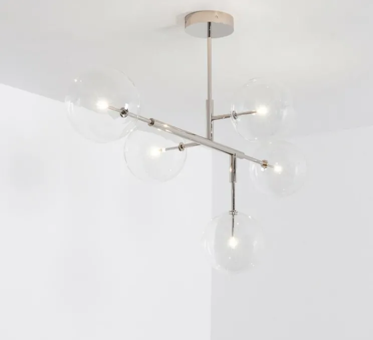 Plafonnier, Axis, nickel, Ø31,4cm, H155cm - Schwung