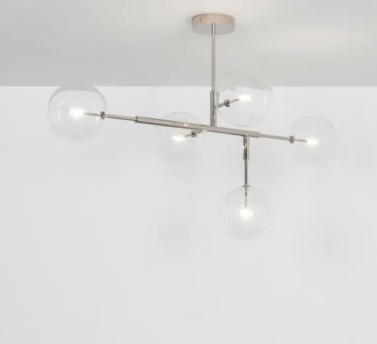 Plafonnier, Axis, nickel, Ø31,4cm, H155cm - Schwung