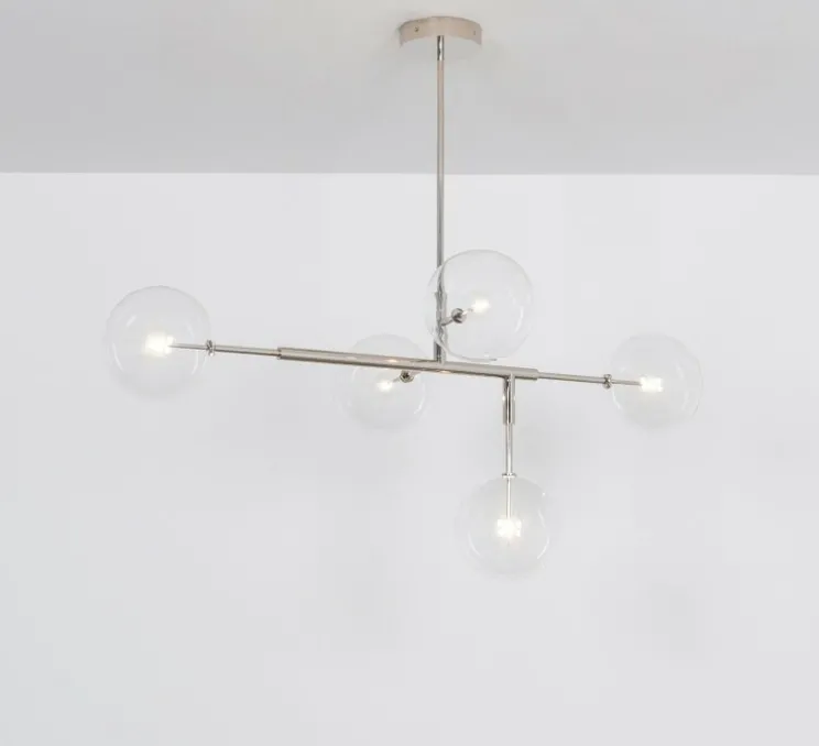 Plafonnier, Axis, nickel, Ø31,4cm, H155cm - Schwung