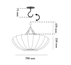Plafonnier & Spot*Gong Plafonnier, Benitier, soie , Ø70cm, H25cm - blanc
