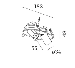 Plafonnier & Spot*Wever&Ducré Plafonnier, Bliek Round Petit 2.0, , LED, dim, 2700K, 2x440 lm, L18,2cm, H10,3cm - noir