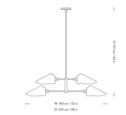 Plafonnier, Bonnet SC92, bronze, noir, Ø100cm, H110cm - Andtradition