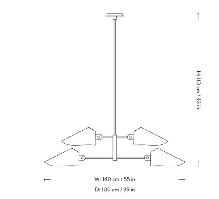 Plafonnier, Bonnet SC92, bronze, noir, Ø100cm, H110cm - Andtradition