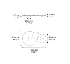 Plafonnier, Bugia Double, noir brillant, LED, dim, 2700K, 2640 lm, L52,5cm, H5,4cm - Lodes