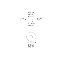 Plafonnier, Bugia Single, noir brillant, LED, dim, 2700K, 1320 lm, Ø24cm, H5cm - Lodes