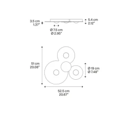 Plafonnier, Bugia Triple, noir brillant, LED, dim, 2700K, 3960 lm, L52,5cm, H5,4cm - Lodes