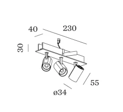 Plafonnier, Ceno 3.0, blanc, LED, 2700K, 3x440lm, L23cm, H4cm - Wever & Ducré