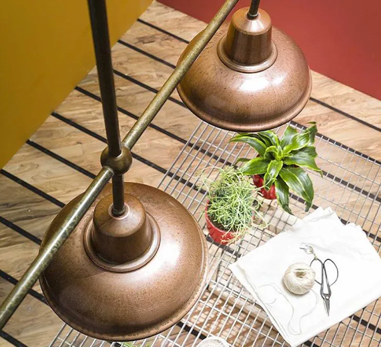 Plafonnier, Contrada, laiton / cuivre, L108,5cm, H90-120cm - Il Fanale