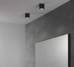 Plafonnier de salle de bain, Kos Square II, noir, IP65, Ø8,5cm, H8,5cm - Astro Lighting