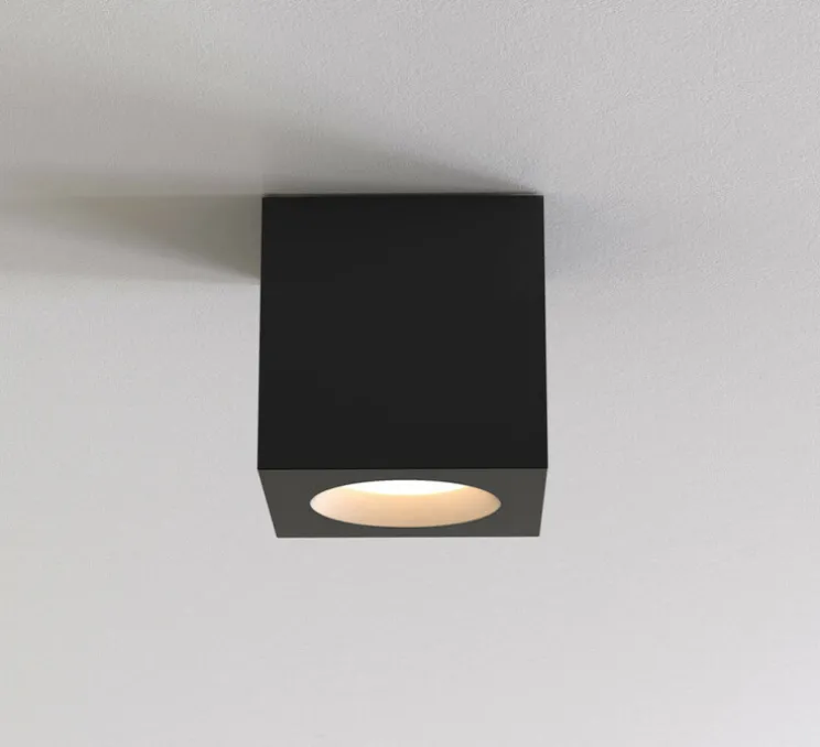 Plafonnier de salle de bain, Kos Square II, noir, IP65, Ø8,5cm, H8,5cm - Astro Lighting