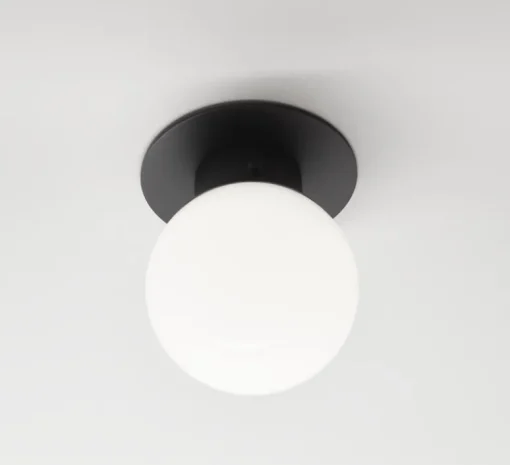 Plafonnier & Spot*Decor Walther Plafonnier de salle de bain, Globe 20, , Ø19cm, H25cm, IP44 - noir mat