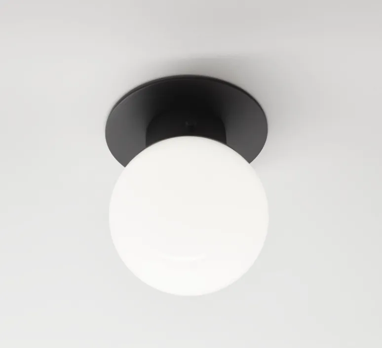 Plafonnier & Spot*Decor Walther Plafonnier de salle de bain, Globe 20, , Ø19cm, H25cm, IP44 - noir mat