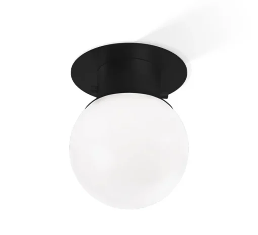 Plafonnier & Spot*Decor Walther Plafonnier de salle de bain, Globe 20, , Ø19cm, H25cm, IP44 - noir mat