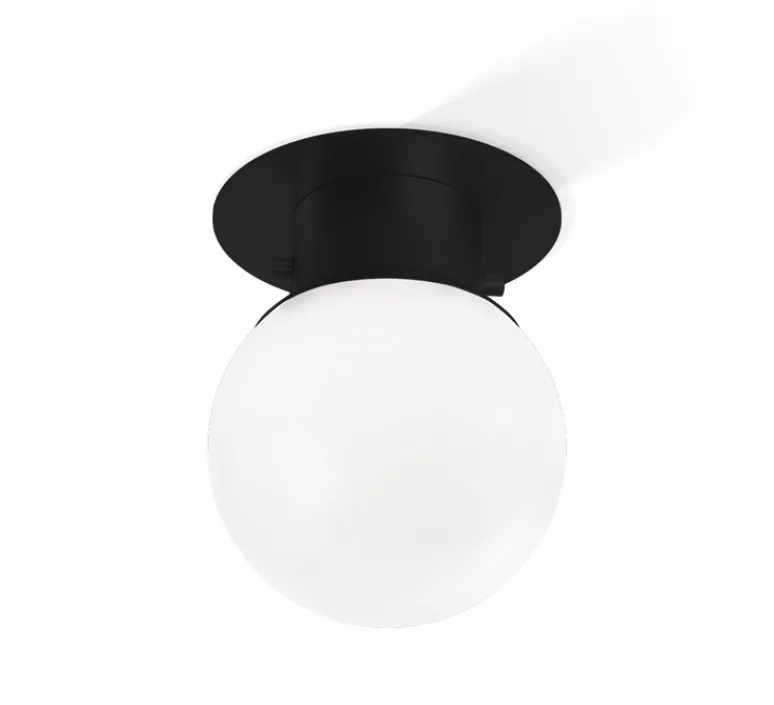 Plafonnier & Spot*Decor Walther Plafonnier de salle de bain, Globe 20, , Ø19cm, H25cm, IP44 - noir mat