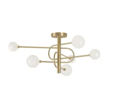 Plafonnier, Diapason 100 6L, laiton satiné, Ø100cm, H40cm - Manufacture