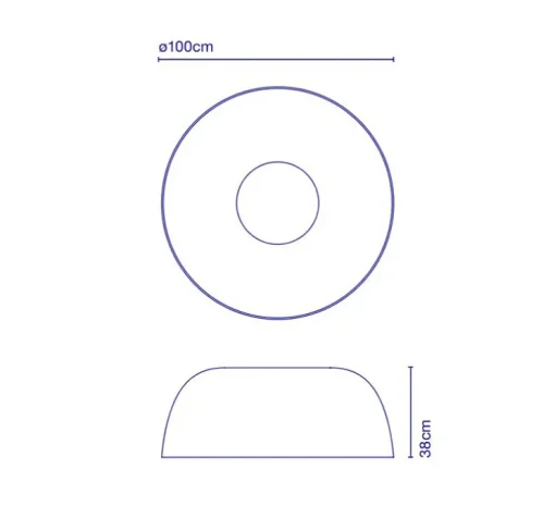 Plafonnier, Djembé C 100.38, blanc RAL 1013, LED, 2700K, 4290lm, Ø100cm, H38cm - Marset