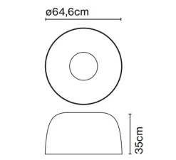 Plafonnier, Djembé 2C 65.35, gris, LED, dim, 2700K, 1845lm, Ø64,6cm, H35cm - Marset