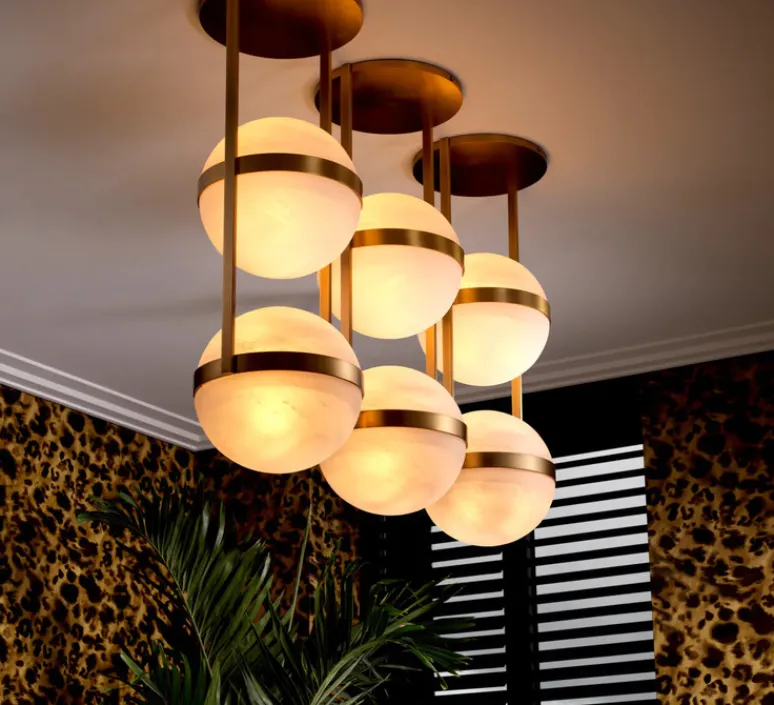 Plafonnier & Spot*Eichholtz Plafonnier, Dover, , L38cm, H105cm - laiton antique, verre opalin