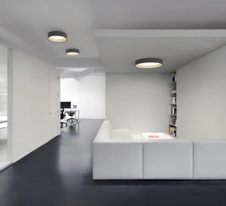 Plafonnier, Duo 4870, graphite, chêne, LED, dim, 2700K, 2206 lm, Ø48cm, H12cm - Vibia