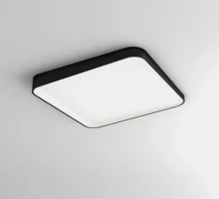 Plafonnier, Edgar square, LED, 3000K, IP40, noir, blanc, L30cm, H3cm - DARK