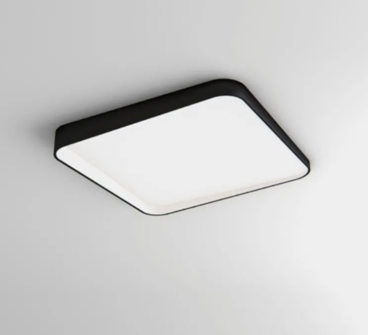 Plafonnier, Edgar square, LED, 3000K, IP40, noir, blanc, L30cm, H3cm - DARK