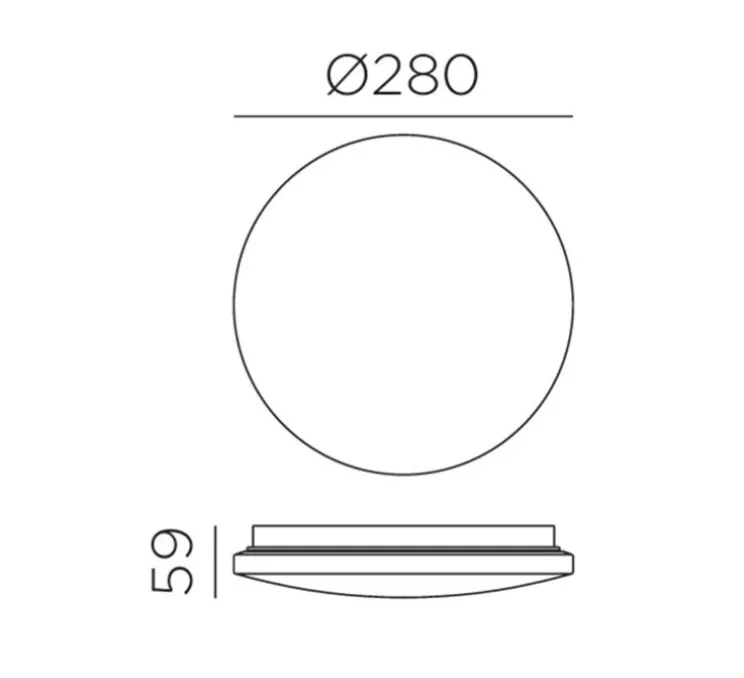 Plafonnier, Eros, opalin, LED, 3000K, 1120 lm, Ø28cm, H5,9cm - MDC