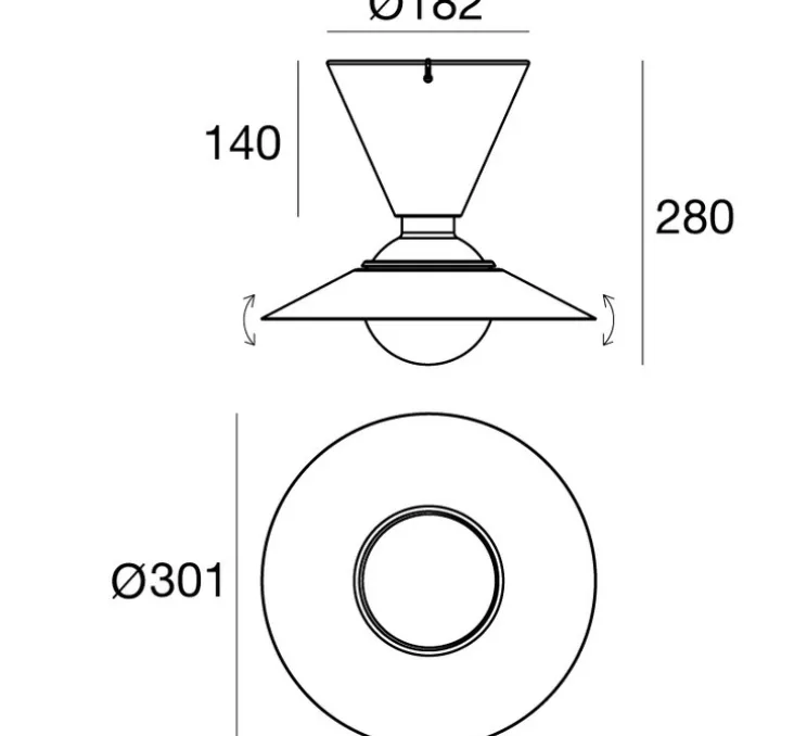 Plafonnier, Fante, terracotta et blanc, Ø30,1cm, H28cm - Stilnovo