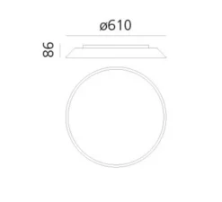 Plafonnier, Febe, gris tourterelle, LED, dim, 3000K, 2260 lm, Ø61cm, H8,6cm - Artemide